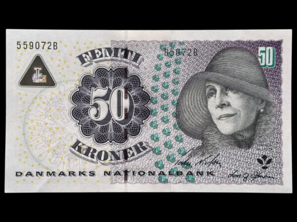 50 kroner 2007 B5, Lars G. Sørensen/Torben Nielsen, Nr. 559072B, Sieg 151, Pick 60, Kva. 0