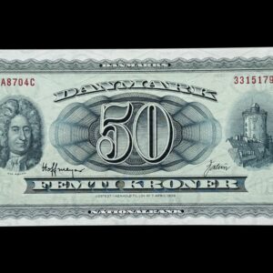 50 kroner 1970 A8, Valuer/Hoffmeyer, Nr. 3315179, Sieg 135, DOP 144, Pick 45, Kva. 0