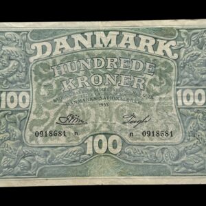 100 kroner 1953 n, Riim/Pugh, Nr. 0918681, Sieg 126, DOP 135, Pick 39, Kva. 1-1+
