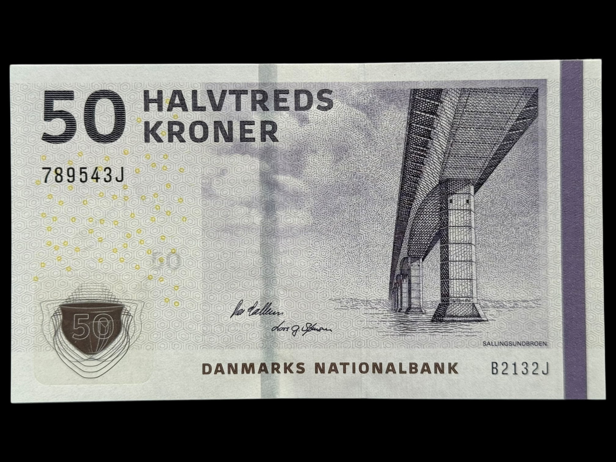 50 kroner 2013 B2, Lars G. Sørensen/Per Callesen, Nr. 789543J, Sieg 156, Pick 65, Kva. 0