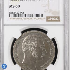 1868 RH, 2 rigsdaler, Chr.IX, Sieg 5.1, Hede 4A, Kva. 0-01, graderet MS 60 af NGC, Ex. BR 878/262, 8 maj. 2018