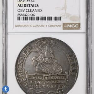 1626, 1 speciedaler, Chr.VI, Sieg 107.1, Hede 55A, Kva. 01, Graderet AU details af NGC