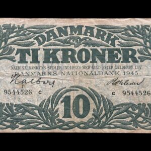 10 kroner 1945 c, Halberg/Rohleder, Nr. 9544526, Sieg 121, DOP 130, Pick 37, Kva. 1