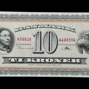 10 kroner 1965 J8, Riim/Hoffmeyer, Nr. 5480322-26, Sieg 133, DOP 142, Pick 44, Kva. 0 "Modelfoto"