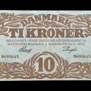 10 kroner 1930, V.Lange/Pugh, Nr. 0695645, Sieg 104, DOP 119, Pick 26, Kva. 1+