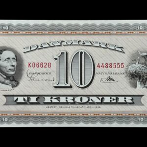 10 kroner 1966 K0, Riim/Sunesen, Nr. 4488555-57, Sieg 133, DOP 142, Pick 44, Kva. 0-01 "Modelfoto"