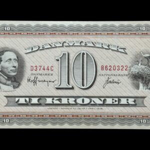 10 kroner 1974 D3, Valuer/Hoffmeyer, Nr. 8620322, Sieg 133, DOP 142, Pick 44, Kva. 0-01