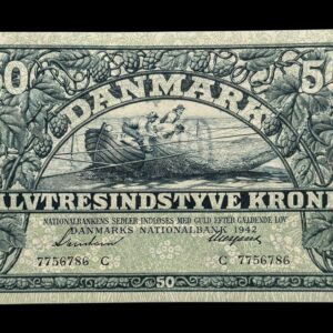50 kroner 1942 C, Svendsen/Neergaard, Nr. 7756786, Sieg 108, DOP 125, Pick 32, Kva. 0