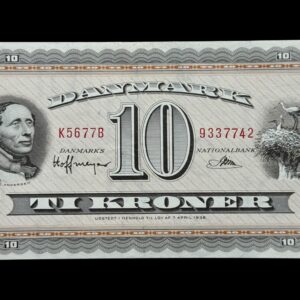 10 kroner 1967 K5, Riim/Hoffmeyer, Nr. 9337742, Sieg 133, DOP 142, Pick 44, Kva. 0 plet