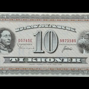 10 kroner 1974 D5, Valuer/Sunesen, Nr. 5973585-86, Sieg 133, DOP 142, Pick 44, Kva. 0 "modelfoto"