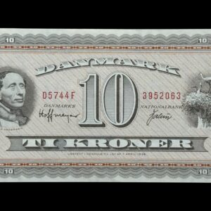 10 kroner 1974 D5, Valuer/Hoffmeyer, Nr. 3952063, Sieg 133, DOP 142, Pick 44, Kva. 0