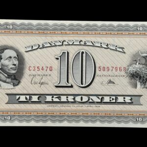 10 kroner 1954 C3, Riim/Ove Jepsen, Nr. 5097968, Sieg 132, DOP 141, Pick 44, Kva. 0