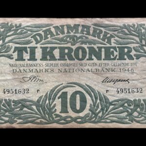 10 kroner 1948 r, Riim/Neergaard, Nr. 4951632, Sieg 122, DOP 131, Pick 37, Kva. 1