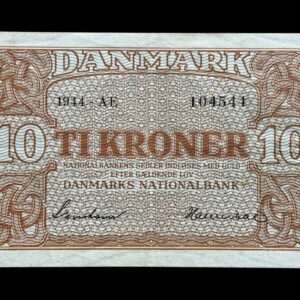 10 kroner 1944 AE, Svendsen/Hannibal, Nr. 104544, Sieg 120, DOP 129, Pick 36, Kva. 1+-01