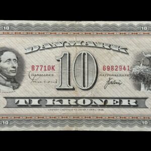 10 kroner 1971 B7 OK, Valuer/Hoffmeyer, Nr. 6982941, Sieg 133, DOP 142, Pick 44, Kva. 1-1+