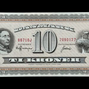 10 kroner 1971 B6 0J, Valuer/Hoffmeyer, Nr. 7090127, Sieg 133, DOP 142, Pick 44, Kva. 01