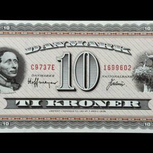 10 kroner 1973 C9, Valuer/Hoffmeyer, Nr. 1699602-3, Sieg 133, DOP 142, Pick 44, Kva. 0 "modelfoto"