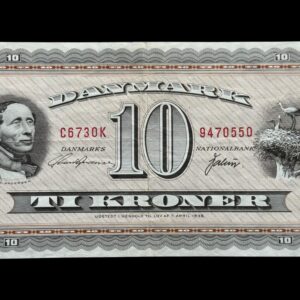 10 kroner 1973 C6 OK, Valuer/Hoffmeyer, Nr. 9470550, Sieg 133, DOP 142, Pick 44, Kva. 1+