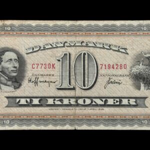10 kroner 1973 C7 OK, Valuer/Hoffmeyer, Nr. 7194280, Sieg 133, DOP 142, Pick 44, Kva. 1-1-