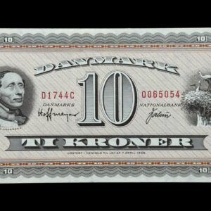 10 kroner 1974 D1, Valuer/Hoffmeyer, Nr. 0065054-59, Sieg 133, DOP 142, Pick 44, Kva. 0 "modelfoto"