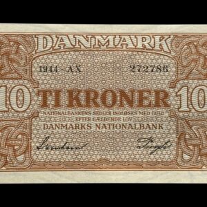 10 kroner 1944 AX, Svendsen/Pugh, Nr. 272786, Sieg 120, DOP 129, Pick 36, Kva. 0-01