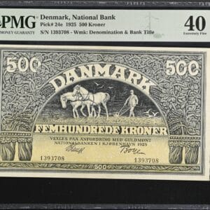 500 kroner 1925, V.Lange/Boye, Nr. 1393708, Sieg 112, Pick 24e, DOP 117, Kva. 01, PMG 40 Extremely Fine, Small Tear