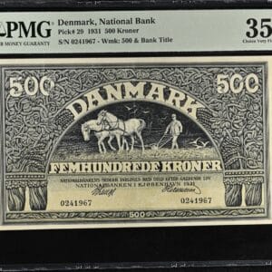 500 kroner 1931, V.Lange/Hermann, Nr. 0241967, Sieg 113, Pick 29, DOP 122, Kva. 1+, PMG 35 Choice Very Fine