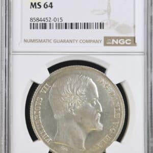 1853 VS, 1 speciedaler, Fre.VII, Sieg 6.1, Hede 4A, Kva. 0, Graderet MS 64 af NGC