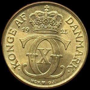 1925, 2 kroner, Chr.X, Sieg 3.1, Hede 20A, Kva. 0