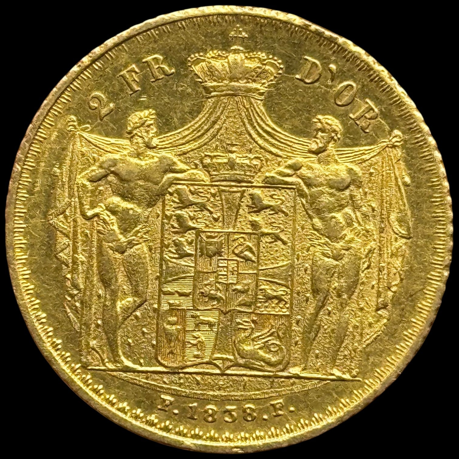 1838 FF, 2 D'or "Frederik d'or", Fre.VI, Sieg 36.1, Hede 5A, Kva. 01 "Smukt eksemplar"