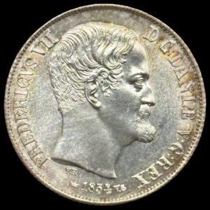 1854 VS, 1 rigsdaler, Fre.VII, Sieg 13.1, Hede 8A, Kva. 0-01