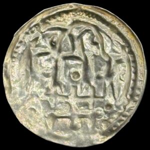 958-985, Halvbrakteat, Hedeby, Harald Blåtand, Hbg. 1, Kva. 1+