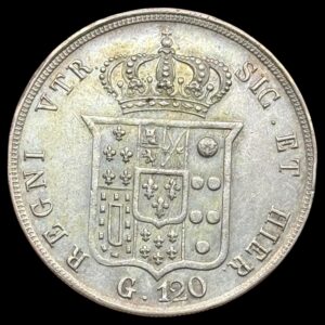 Italien, 120 Grana 1854, Napoli, Ferdinando II, KM 370, Kva. 01