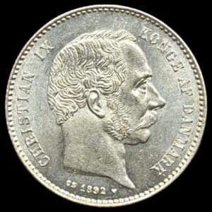 1892, 1 krone, Chr.IX, Sieg 1.1, Hede 14A, Kva. 0-01