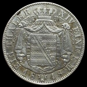 Tyskland, Ein Thaler 1848, Sachsen, Friedrich August II, AKS 99, Dav. 875, Jaeger 76, Kahnt 448, Thun 325, Kva. 1+