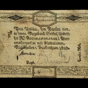 50 Rigsbankdaler 1813, Nr. 537941, Sieg 68, Pick A51, DOP 61, Kva. 1-1- "små papirgennembrud, samtidig forfalskning"