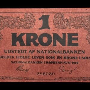 1 krone 1914 Klipfisk, V.Lange/Bang, Nr. 286030, Sieg 115, DOP 110, Pick 10 Kva. 0