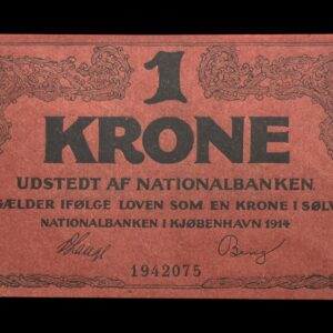 1 krone 1914 Klipfisk, V.Lange/Bang, Nr. 1942075, Sieg 115, DOP 110, Pick 10 Kva. 0