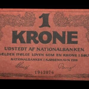 1 krone 1914 Klipfisk, V.Lange/Bang, Nr. 1942076, Sieg 115, DOP 110, Pick 10 Kva. 0