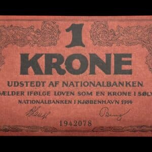 1 krone 1914 Klipfisk, V.Lange/Bang, Nr. 1942078, Sieg 115, DOP 110, Pick 10 Kva. 0