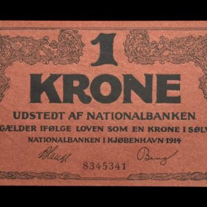 1 krone 1914 Falk, V.Lange/Bang, Nr. 8345341, Sieg 116, DOP 111, Pick 11 Kva. 0