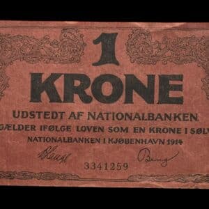 1 krone 1914 Falk, V.Lange/Bang, Nr. 3341259, Sieg 116, DOP 111, Pick 11 Kva. 1+-01