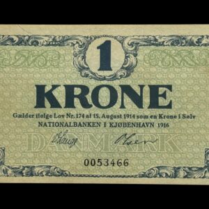 1 krone 1916, V.Lange/Olesen, Nr. 0053466, Sieg 117, DOP 112, Pick 12 Kva. 0