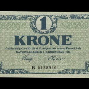 1 krone 1916 B, V.Lange/Olesen, Nr. 6158940-42, Sieg 117, DOP 112, Pick 12 Kva. 0 "Modelfoto"
