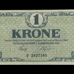 1 krone 1918 F, V.Lange/Olesen, Nr. 2827395, Sieg 117, DOP 112, Pick 12 Kva. 0