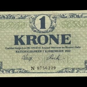 1 krone 1920 N, V.Lange/Recke, Nr. 8756229, Sieg 117, DOP 112, Pick 12 Kva. 0