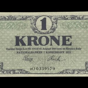 1 krone 1921 2O, V.Lange/Recke, Nr. 0339579, Sieg 117, DOP 112, Pick 12 Kva. 0