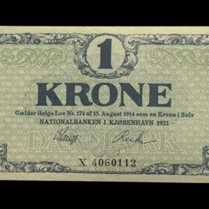 1 krone 1921 X, V.Lange/Recke, Nr. 4060112, Sieg 117, DOP 112, Pick 12 Kva. 0