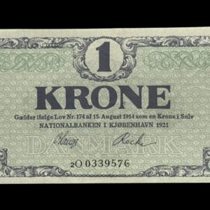 1 krone 1921 2O, V.Lange/Recke, Nr. 0339576, Sieg 117, DOP 112, Pick 12 Kva. 0