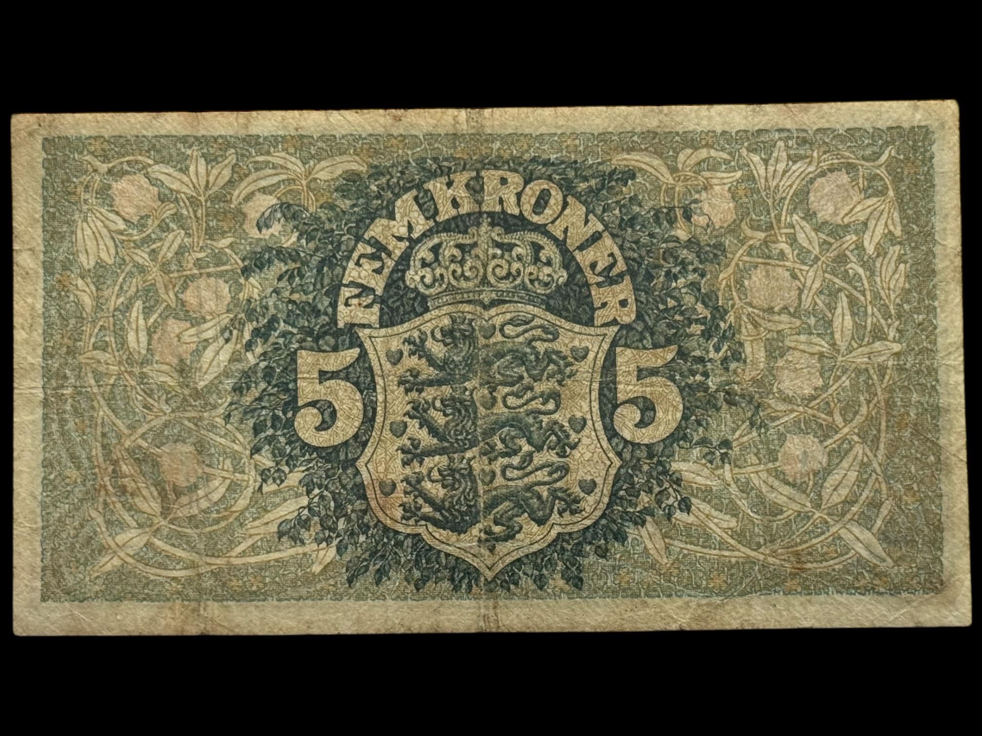 5 kroner 1917 A, V.Lange/Petersen, Nr. 9800391, Sieg 100, DOP 113, Pick 20, Kva. 1 "Ukendt underskriftskombination ifølge Sieg" - Image 2